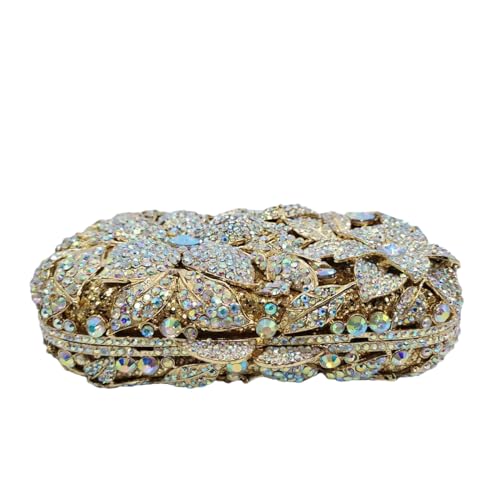 Image of Luxury Crystal Clutch Purse for Women Rhinestone Handbag Formal Party Evening Bag Sparkly Bridal Flower Purse