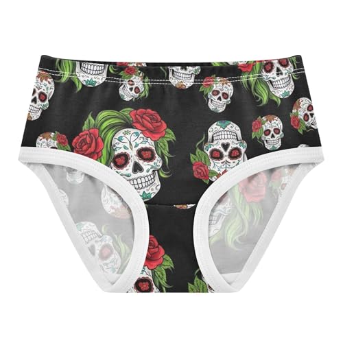 Cotton Toddler Underwear Floral White Skulls Floral Red Black Girl Panties Cute Personalized Briefs Undies Kids 2t