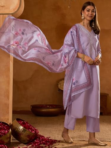 Image of Naixa Women's Rayon Embroidered Straight Kurta with Pant and Dupatta Sets (Available in Plus Size) (NX-696)