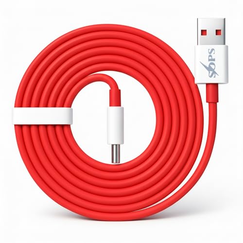 Image of 8A Type C Cable | 80W Charging Type C Cable | 8-Amp Vooc Supported Fast Charging Data Cord | Red Colour Tangle Free 1 Meter SuperVooc Dart Compatible Wire