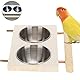 Petyoung Edelstahl Vogelfütterungsschale für Papageien, Sittiche & Co. - Multifunktionaler Futter- & Wassernapf mit Ständer für Heimvögel