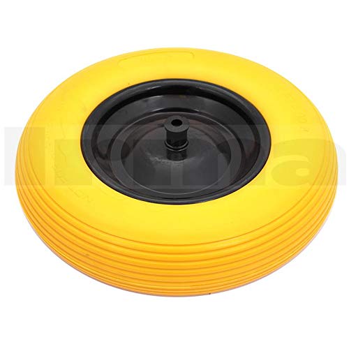 Roue Solide Anti-Crevaison pour Brouette - PU Polyuréthane - 390mm 4.00-8 - 12mm Trou - Roue de Remplacemet pour Brouette, Chariot de Transport, Chariot de Jardin