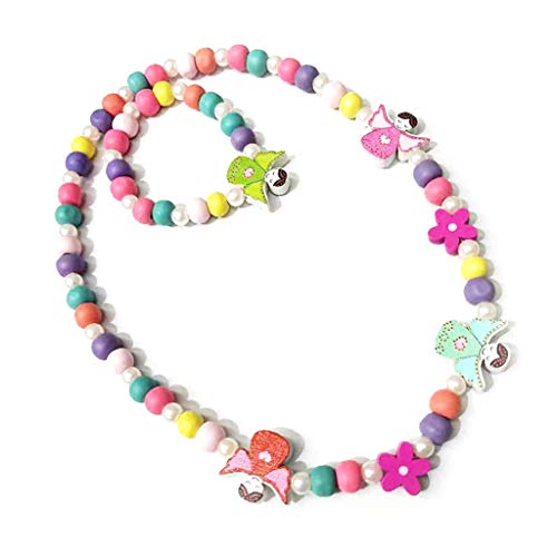 JSGHGDF 1 juego de collar de cuentas de madera de colores mezclados para niñas, princesas, Estilo 2, M