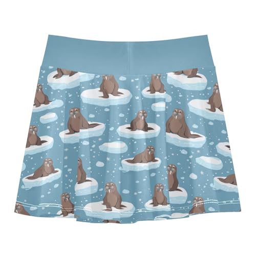 Girls Skorts High Waist Athletic Skirts with Shorts Sea Lion Stretchy Teens Performance Tennis3