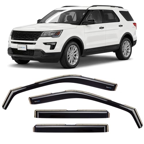 Image of CLIM ART in-Channel Incredibly Durable Rain Guards for Ford Explorer 2011-2019, Original Window Deflectors, Vent Deflector, Vent Window Visors, Dark Smoke Car Accessories, 4pcs -611150