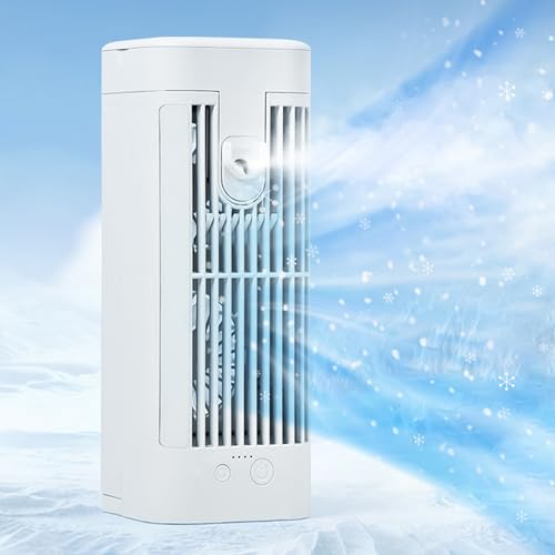 Portable Air Cooler, Mini Air Conditioner Desk Fan with Water Tank,Humidifier Personal Water-cooled Air Cooler Quiet Air Misting Fan for Home, Office,Kitchen 3 Speeds with Night Light Portable Air Cooler, Mini Air Conditioner Desk Fan with Water Tank,Humidifier Personal Water-cooled Air Cooler Quiet Air Misting Fan for Home, Office,Kitchen 3 Speeds with Night Light