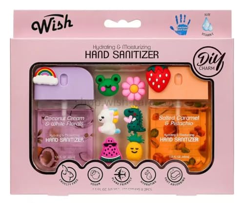Wish Diy Charm Hand Sanitizer Spary Travel Size Spray 2-Pack Gift...