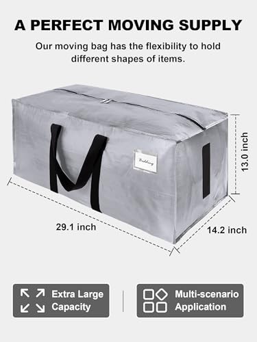 Image of HOMESURE Supports 200lbs Heavy Duty Moving Bags - Strong Zipper & Wrap-Around Handles - Water-Resistant Storage Totes, Durable Alternative to Moving Boxes - 8 Pack - Silver