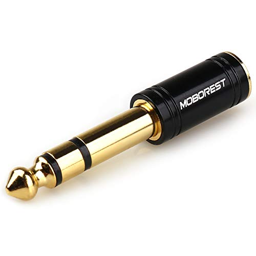 Moborest 1/4'' (6.35Mm) Male Trs Plug To 1/8'' (3.5Mm) Female Socket Stereo Audio Jack Pure Copper Adapter For Headphone, Amp, Adapte - Black 1Pcs #TOP2