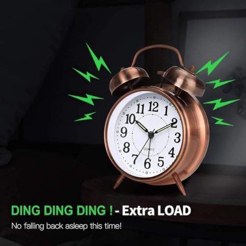 Image of Alarm Clock, Silent Non Ticking Small Clock, Battery Operated, Simple Design, Old Fashioned Style Ideal Decor, for Bedroom, Bedside, Desk, Adult, Kid, Gift (Tween Golden)