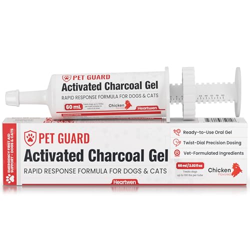 Heartwen Activated Charcoal for Dogs & Cats (60 mL) | Emergency Pet First Aid for Accidental Ingestion & Digestive Support | Simple to Dose Ready-to-Use | Chicken Flavored