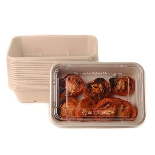EcoQuality 34oz Compostable Eco Friendly Container Trays with Clear Lids [50 PACK] - Rectangular Oblong Tree Free Sugarcane Bagasse Meal Prep Bento Boxes Take Out Catering Microwave Deep Container