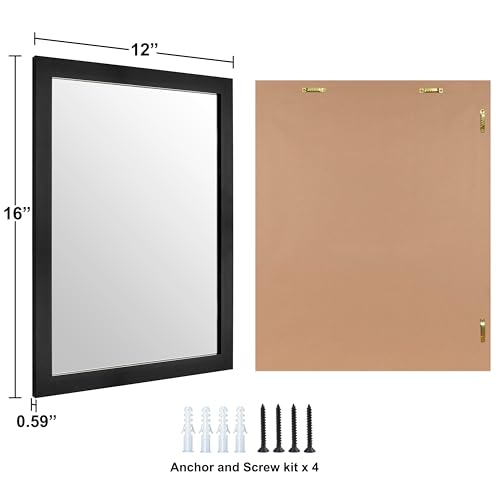 Ruomeng Wall Mirror Rectangle Decorative Mirror 12" x 16" for Entryway, Bedroom, Living Room, Black - Thumbnail 5