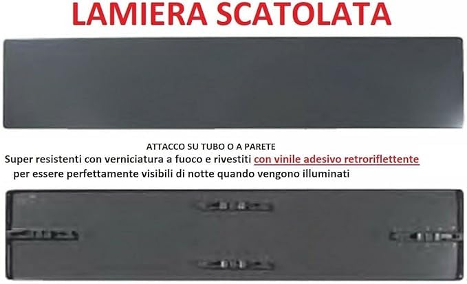 GLOBAL CARTELLO IN LAMIERA SCATOLATA RETTANGOLO 125X25 CM - TABELLA INDUSTRIA CON NOME E FRECCIA PERSONALIZZATA - SEGNALE CATARIFRAGENTE CLASSE 1 O 2 (a nido d'ape) (CLASSE 2)