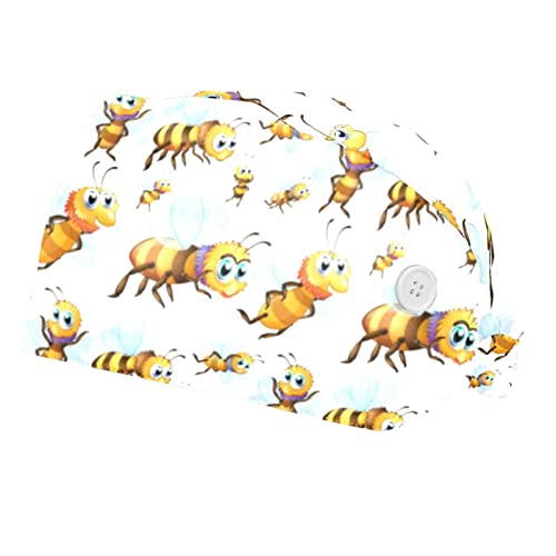 Chapeaux de travail motif abeilles JDEZ (lot de 2) casquettes bouffantes unisexes