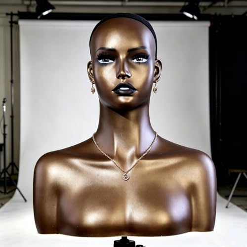 Maniquí de cabeza dorado con acabado liso para pelucas exclusivas 5