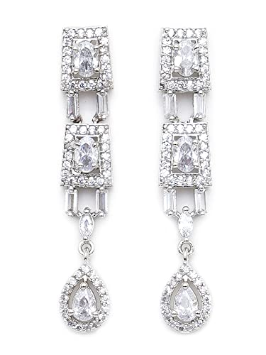 Image of Karatcart Silver Toned American Diamond Studded Jewellery Set for Women