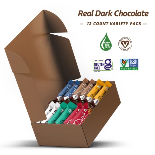 Image of NuGo Dark Variety Box - Pretzel, Chocolate Chip, Mint Chocolate Chip, Mocha, Peanut Butter Cup and Almond, 11-12g Protein, Vegan, Gluten Free, Kosher Pareve, 12 Count Variety