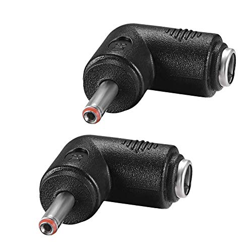 90 Grados Plug 5,5 mm x 2,1 mm Hembra a 3,5 mm x 1,35 mm Macho para Adaptador de Corriente, LED, Cámara CCTV Potencia, Coche, Monitores y Más -2 Pack