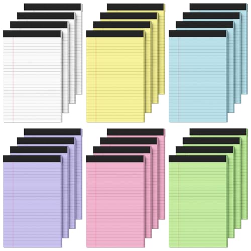 Lot de 24 blocs juridiques perforés roses lignés et violets 12,7x20,3 cm