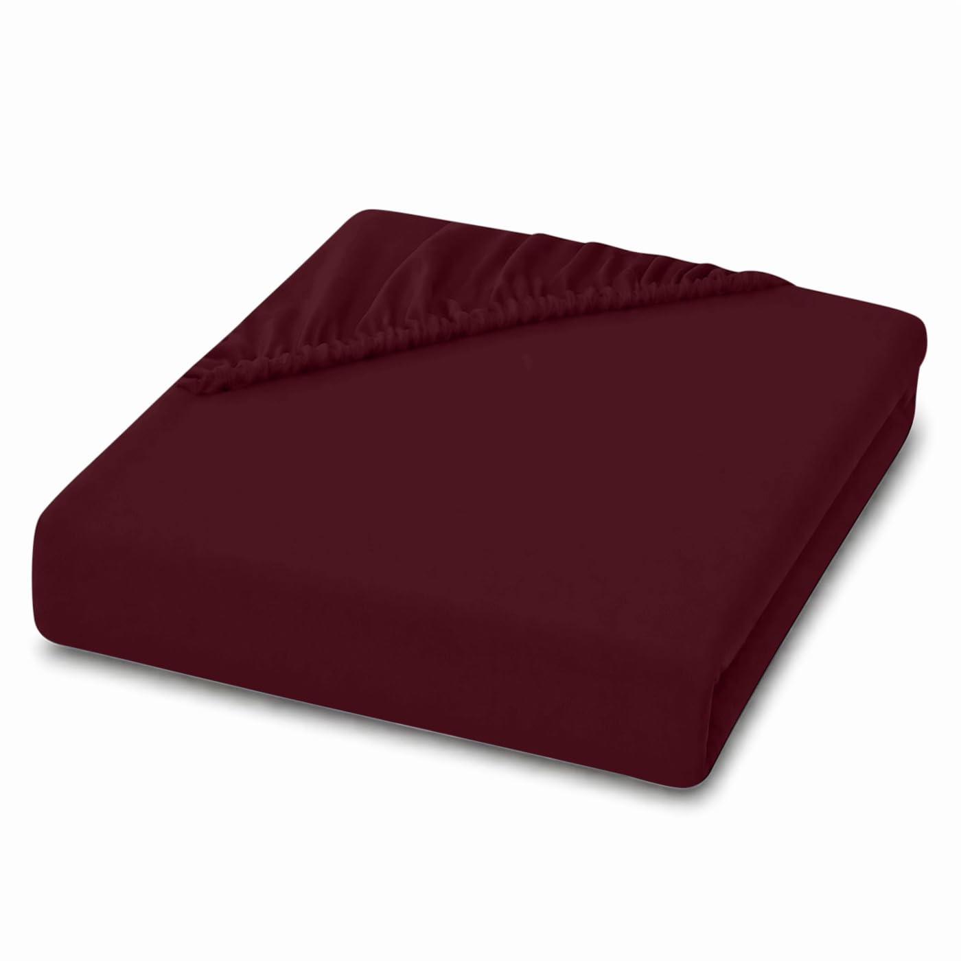 Anti-Allergy Anti-Bacterial Brushed Microfibre Fitted Bed Sheet - 28cm Depth, Easy Care, Fade Resistant (Burgundy, King)