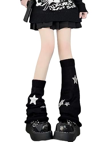Women's Leg Warmers Star Pattern Knitted Leg Warmers Y2k Kawaii Socks Harajuku Fairycore Clothing