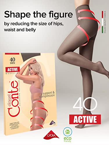 Image of Conte Women's High Waist Compression Pantyhose Tights with Control Top Active 40 Denier