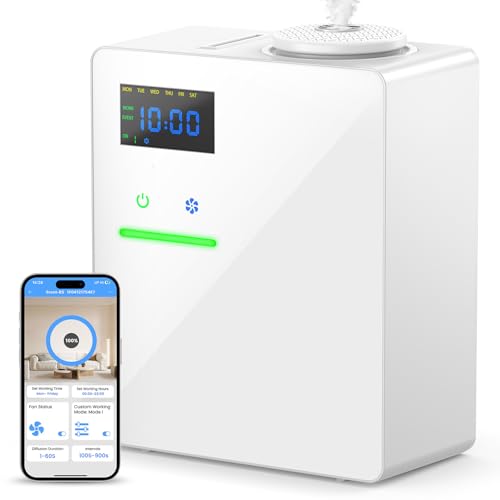 XEITIN Waterless HVAC Diffuser Coverage 5000 Sq.Ft, Whole House Lasting Scent Cold Air Diffuser for Large Home, Hotel, Office, 200ml Aroma Diffuser Machine with Bluetooth App Control, No Humidity
