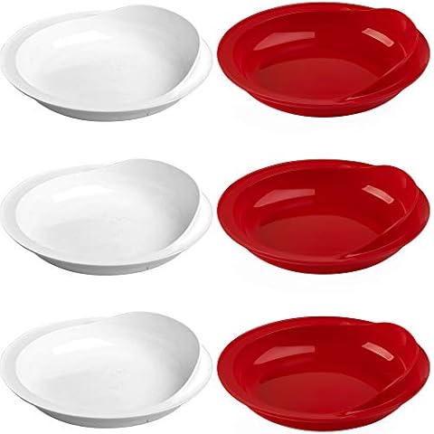 Providence Spillproof 9" Scoop Plate High-Low Adaptive Bowl - 6-Pack Red and White - Dish for Disabled, Handicapped, and Elderly Adults with Special Needs from Parkinsons, Dementia, Stroke or Tremors Cover