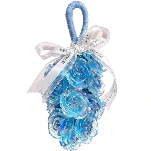 Image of Rose Soap on Rope Cute Shaped Handwashing Grapes Soap Bar, Novelty Hanging Flower Soap for Bathroom Decor,Fun Gift Handmade Soap