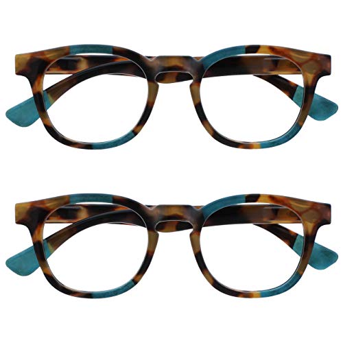 Opulize Ava 2 Paczka Kobiety Lady Brązowy Żółw Turquoise Super Wygodne Dopasowanie Okulary Do Czytania Wiosna Zamki RR62-Q +2,00