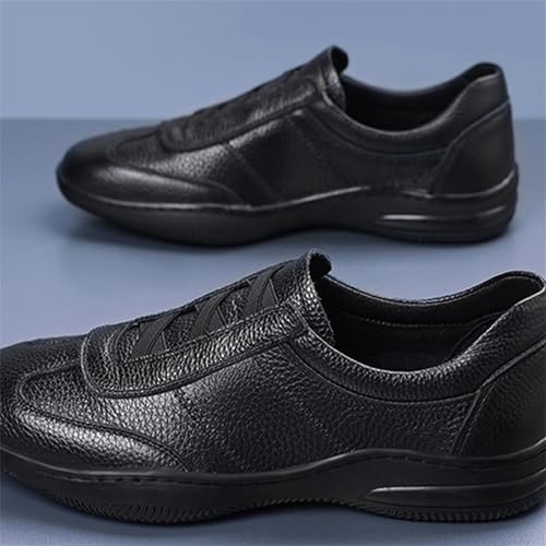 Men's Lightweight Leather Slip-On Fashion Sneakers Low Top Trending Comfortable Casual Walking Workout Retro Athletic Tennis Shoes3