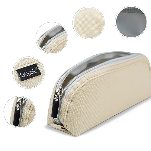 Image of Gloppie Pencil Pouch - Practical Pencil Case, Aesthetic Simple Pencil Bag, Small Pen Holder, Back to School Supplies for Girls Boys, Off White