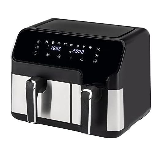 Jata JEFR1228 Freidora de Aire Sin Aceite de 9 litros con dos cestillos independientes, Panel de control digital, 8 funciones, Temporizador hasta 60 minutos, Temperatura 80° a 200°, Libre de BPA