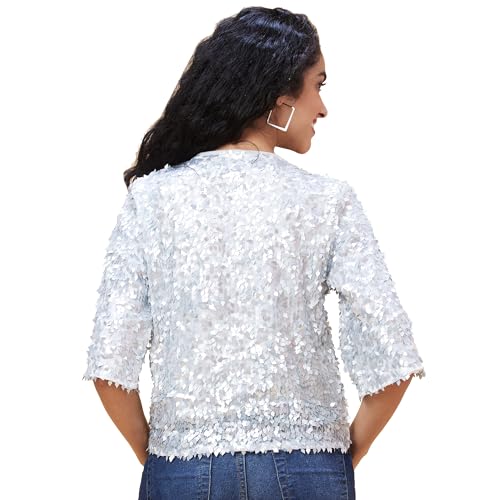 Image of Globus Women Black Embellished Round Neck Party Top-3639444001