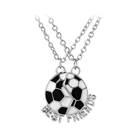 Split Enameled Football Best Friends Letter Pendant Friendship Charm Necklace Set of 2 Creative and Useful Cover