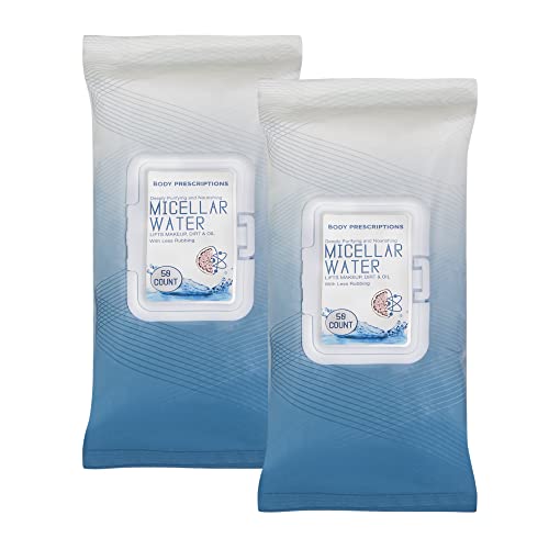 Image of Body Prescription Makeup Cleansing Wipes - Gentle and Effective Face Wipes, 50 Count (Pack of 2), Micellar Water