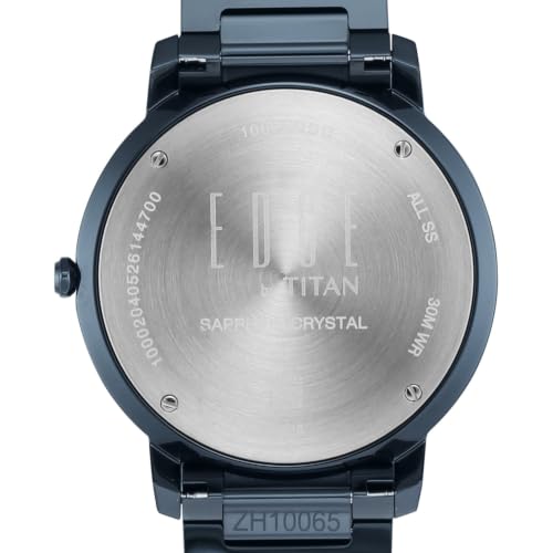 Image of EDGE Meister with Quartz Analog 2 Hands Display Blue Dial Solid Link Blue Plated 316L Stainless Steel Strap Watch for Men - 10065QM03