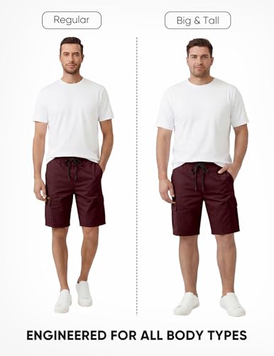 Image of JMIERR Mens Casual Cotton Twill Cargo Shorts Drawstring Classic Chino Stretch Short with 6 Pockets
