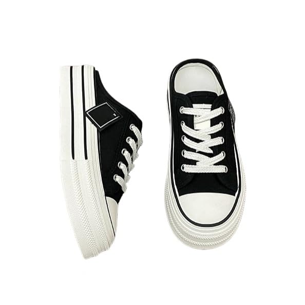 Sneakers Donna,Scarpe da Ginnastica Basse Casual da Donna in Tela con Plateau E Suola Spessa, Allacciatura Frontale, Ideali per Camminare Tutti I Giorni.