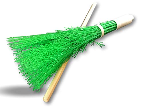Balai bouleau synthétique balayage de rue | Lot de 3 | Type balai sorcière | Avec manche bois 1,40 m section 28 mm | Ménage extérieur allées jardins pelouses feuilles brindilles | Kibros 8BOULMx3