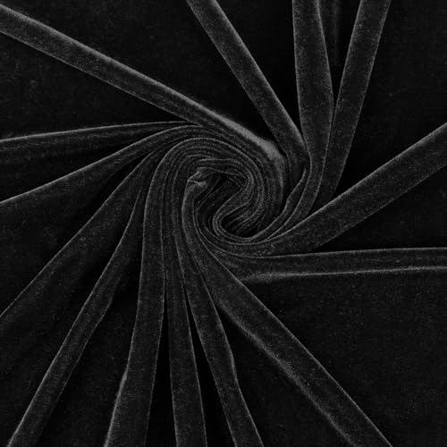 XSEINO Stretch Velvet Fabric by The Yard 63 x 40 Cut Soft Black Fabric for Upholstery Sewing Crafts Apparel - 90% Polyester 10% Spandex