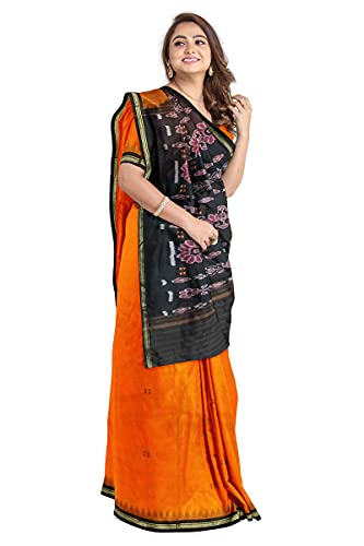 Image of Odisha Sambalpuri Handloom Ikat Women's Cotton Saree, Odisha Handloom Handmade Pure Cotton Khandua Saree, Ikkat Orissa Traditional Handloom Saree Without Blouse