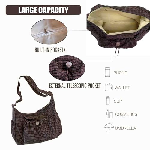 Plaid Nylon Slouchy Crossbody Purse