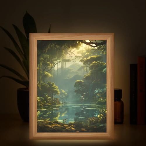 Light Up Painting, Mystical Forest Wall Art Picture Light Gothic Forest Light Up Desktop Art Frame, 10 Brightness, USB Powered, 3 Lighting Modes, Anxiety Relief Decor Gift for Bedroom Home