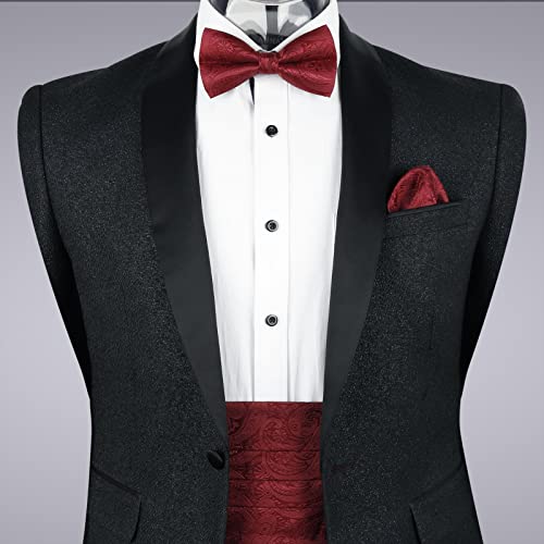 Image of Alizeal Mens Paisley Adjustable Bow Tie Set | Pre-tied Cummerbund Pocket Square Perfect for Weddings Business Formal Events