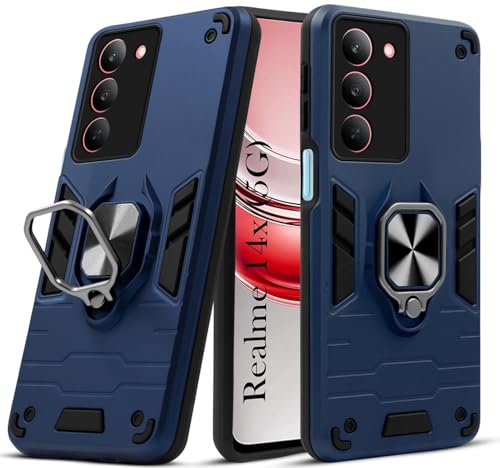 Image of AIBEX Armor Back Cover Compatible for Realme Narzo 80X 5G / Realme P3X 5G / Realme 14X 5G| Rugged Shockproof Case with Ring Holder & Kickstand | Military-Grade Protection | Magnetic Car Mount