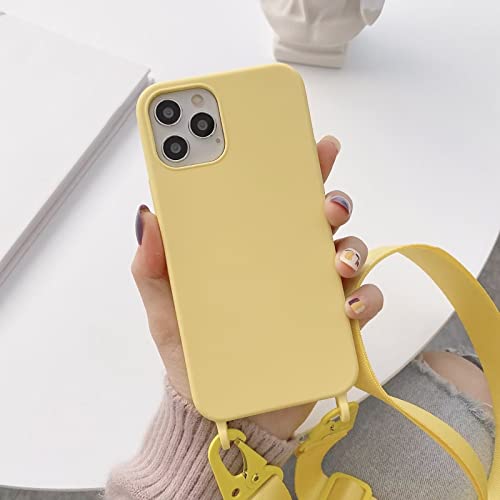 KONARO iPhone 11 用 ケース スマホショルダー スマホストラップ ネックストラップ 携帯ストラップ 首掛け/斜め掛け クロスボディ・ストラップケース ストラップ付き スマホケース 全面 360°保護 耐衝撃 すり傷防止 アイフォン 11 用ケース クラシック チャーム シリーズ 全機種対応(イエロー,iPhone 11)