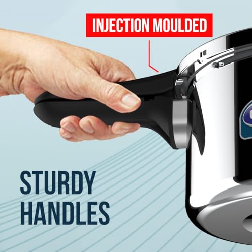 Image of ULTRA Duracook Triply 1.5 L Pressure Cooker | AISI 304 Food Grade Stainless Steel Cooker, Froth Collector, Solid Bakelite Handles, Induction Compatible, Broad Base, 5 Years Warranty