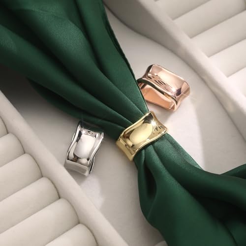 Dainty Oblate Silk Scarf Ring Brooch for Women Minimalist Geometric Shawl Scarves Buckle Wrap Clasp Clip Rings Brooches Fashion Dress Accessories Jewelry2